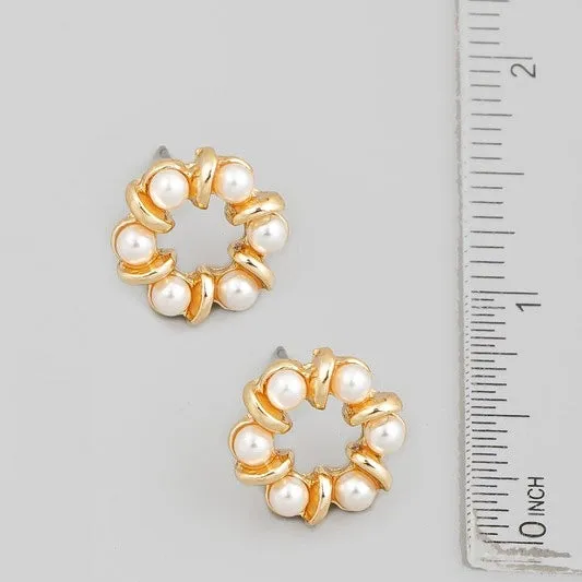 IDELLE GOLD PEARL STUD EARRINGS