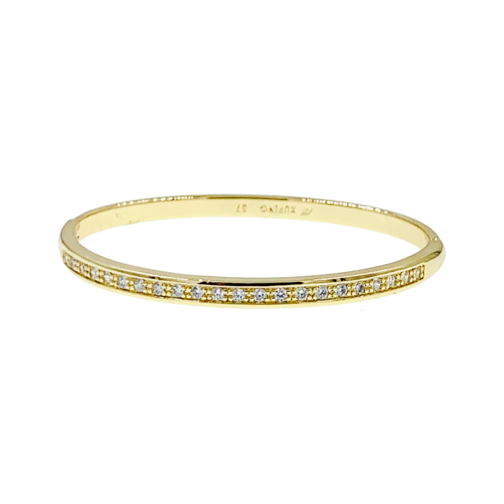 Inès Classic  Cubic Zirconia Bangle Bracelet Gold