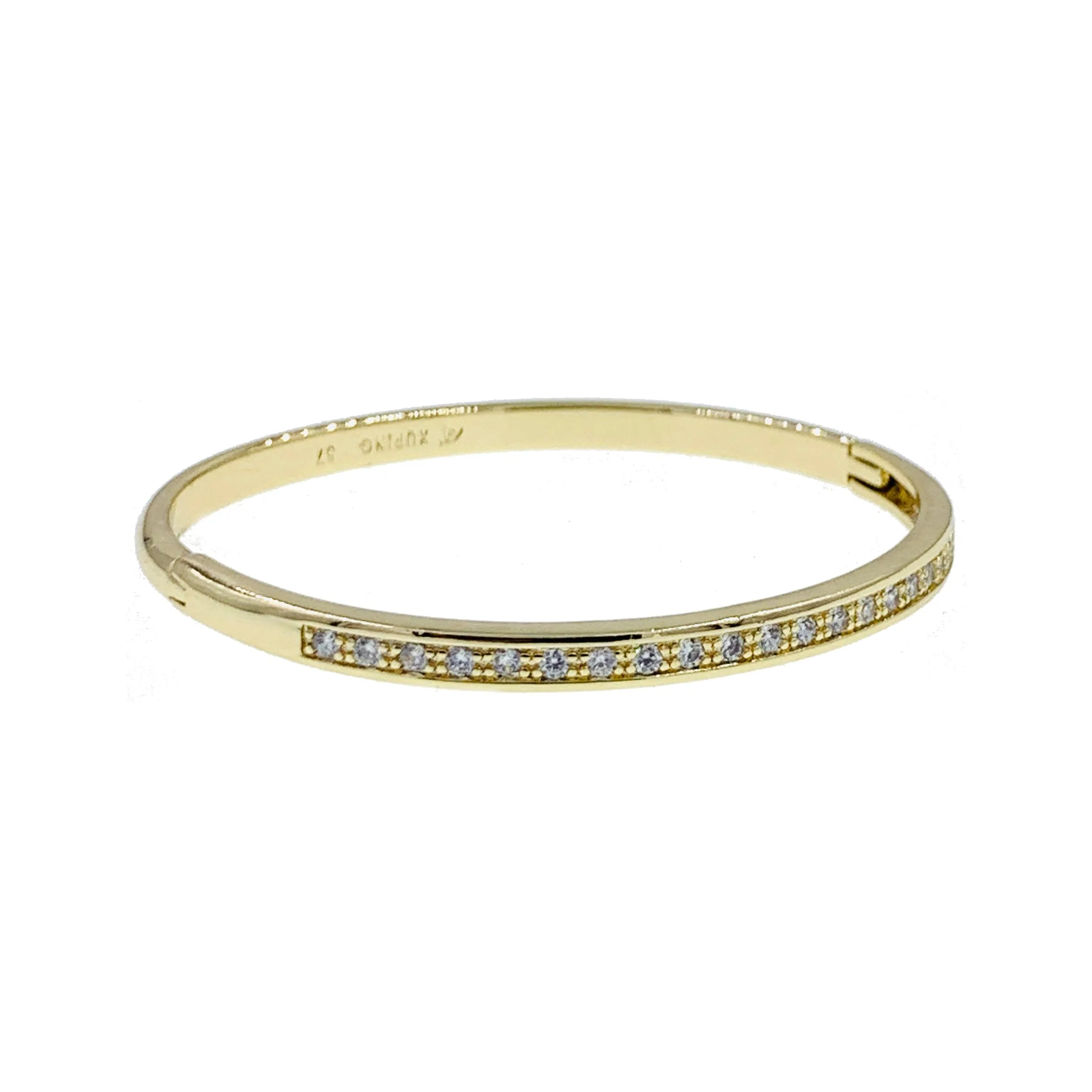 Inès Classic  Cubic Zirconia Bangle Bracelet Gold