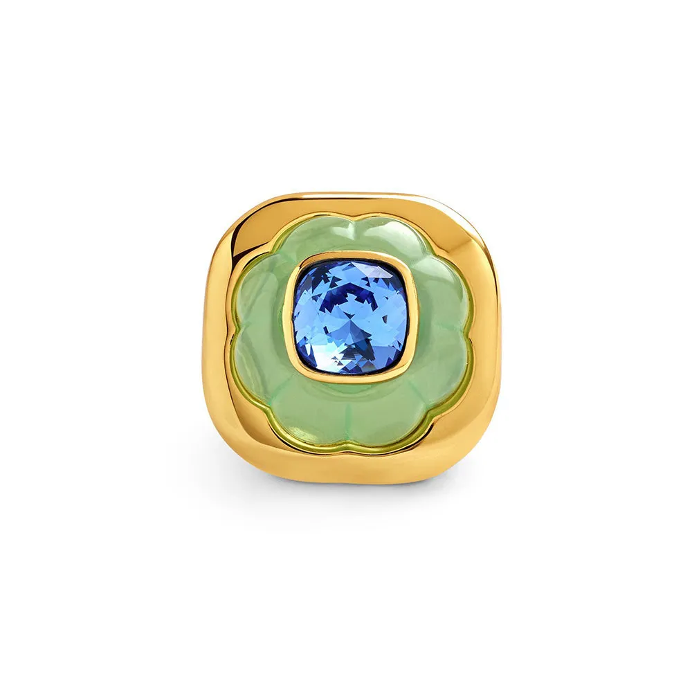 Isharya Green & Sapphire in 18Kt Gold Plated Ring
