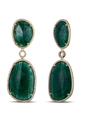 Jade and Diamond Drop Earrings
