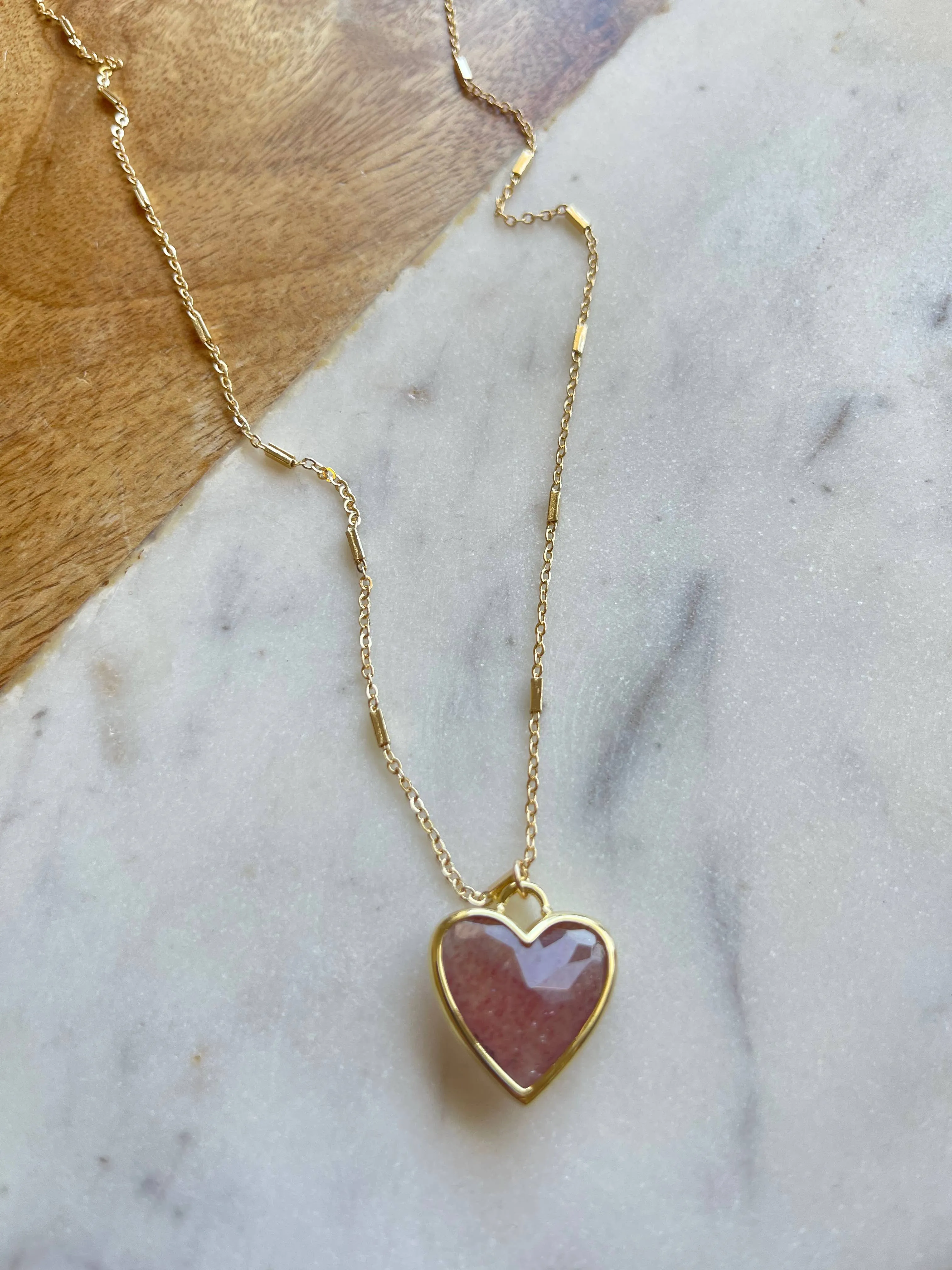 Jalsa Heart Necklace: Red Star Quartz