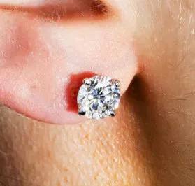 Landry 2 Carats Solitaire Lab Grown Round Diamond Stud Earrings in 14K White Gold IGI