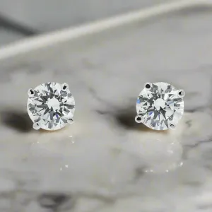 Landry 2 Carats Solitaire Lab Grown Round Diamond Stud Earrings in 14K White Gold IGI