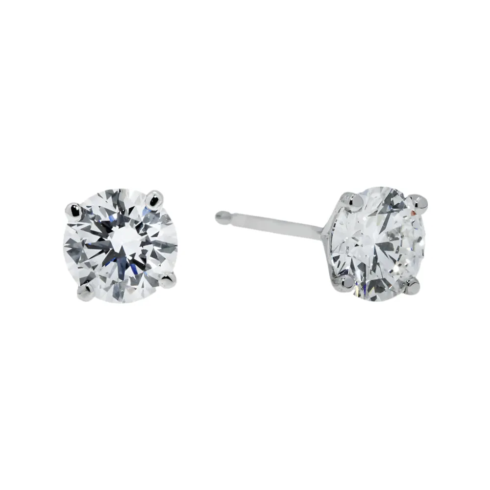 Landry 2 Carats Solitaire Lab Grown Round Diamond Stud Earrings in 14K White Gold IGI