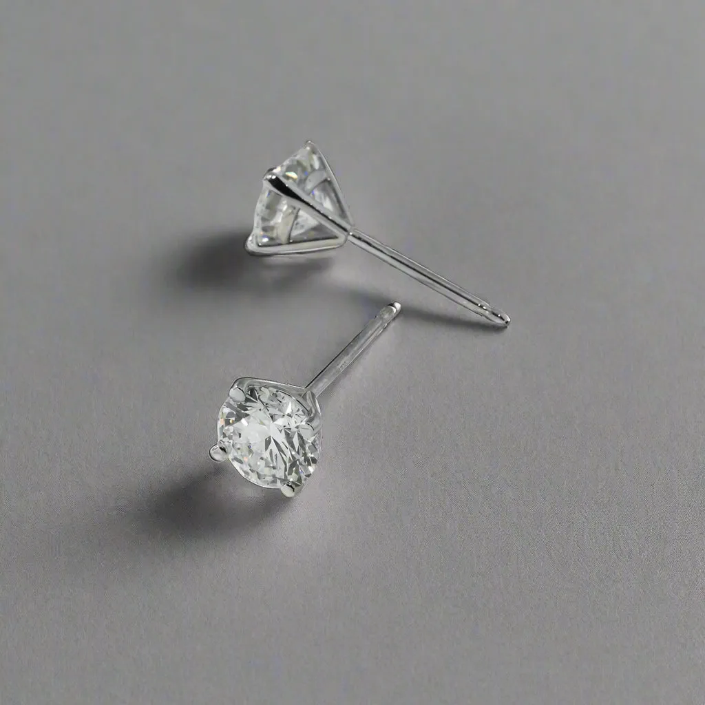 Landry 2 Carats Solitaire Lab Grown Round Diamond Stud Earrings in 14K White Gold IGI