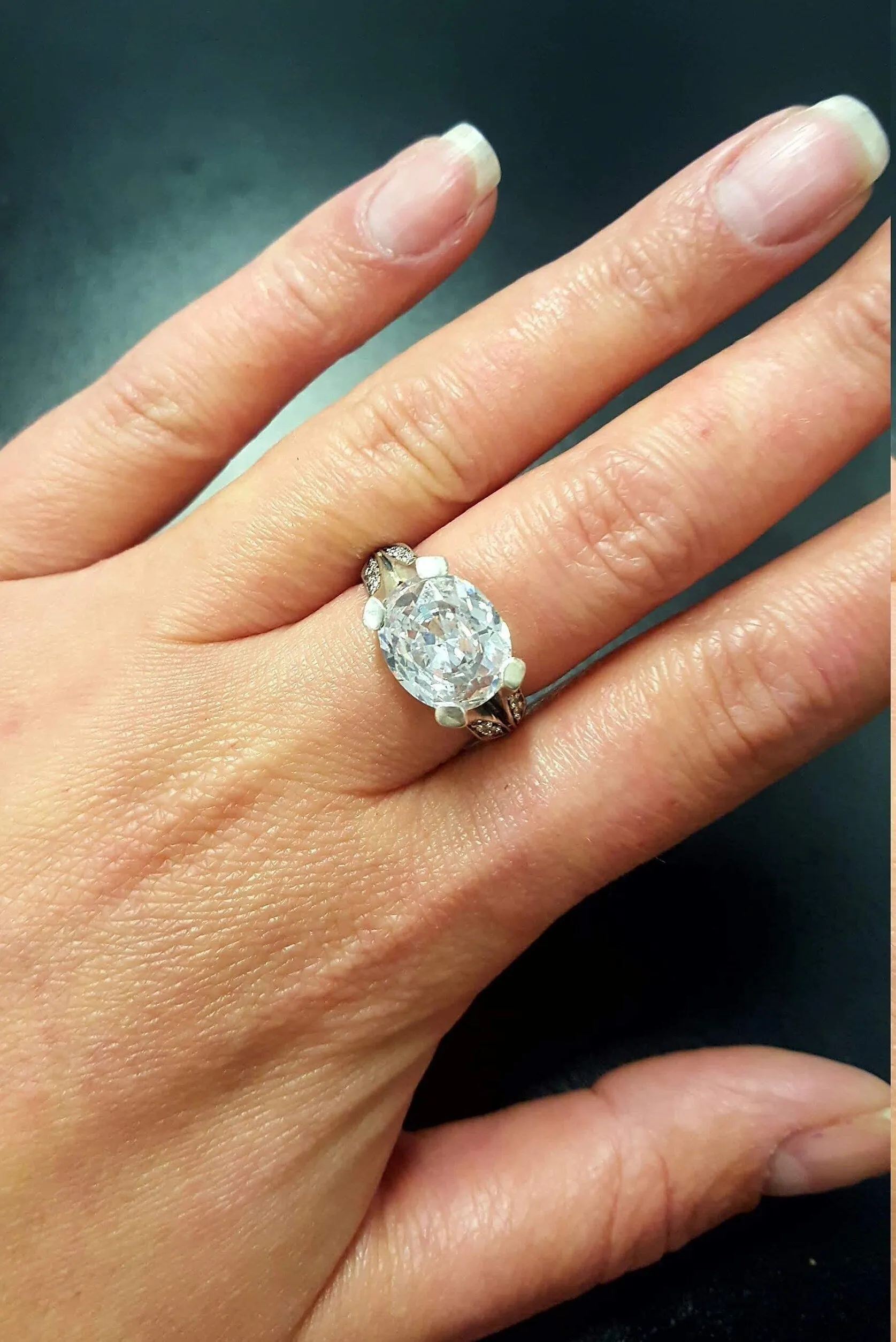 Large Diamond Ring - Sparkly Vintage Ring - Brilliant Diamond Ring