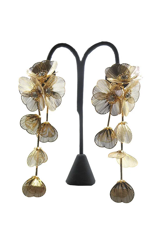 Large Gold Metal Flower Earring