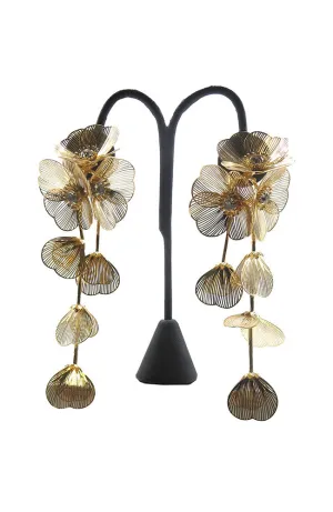 Large Gold Metal Flower Earring