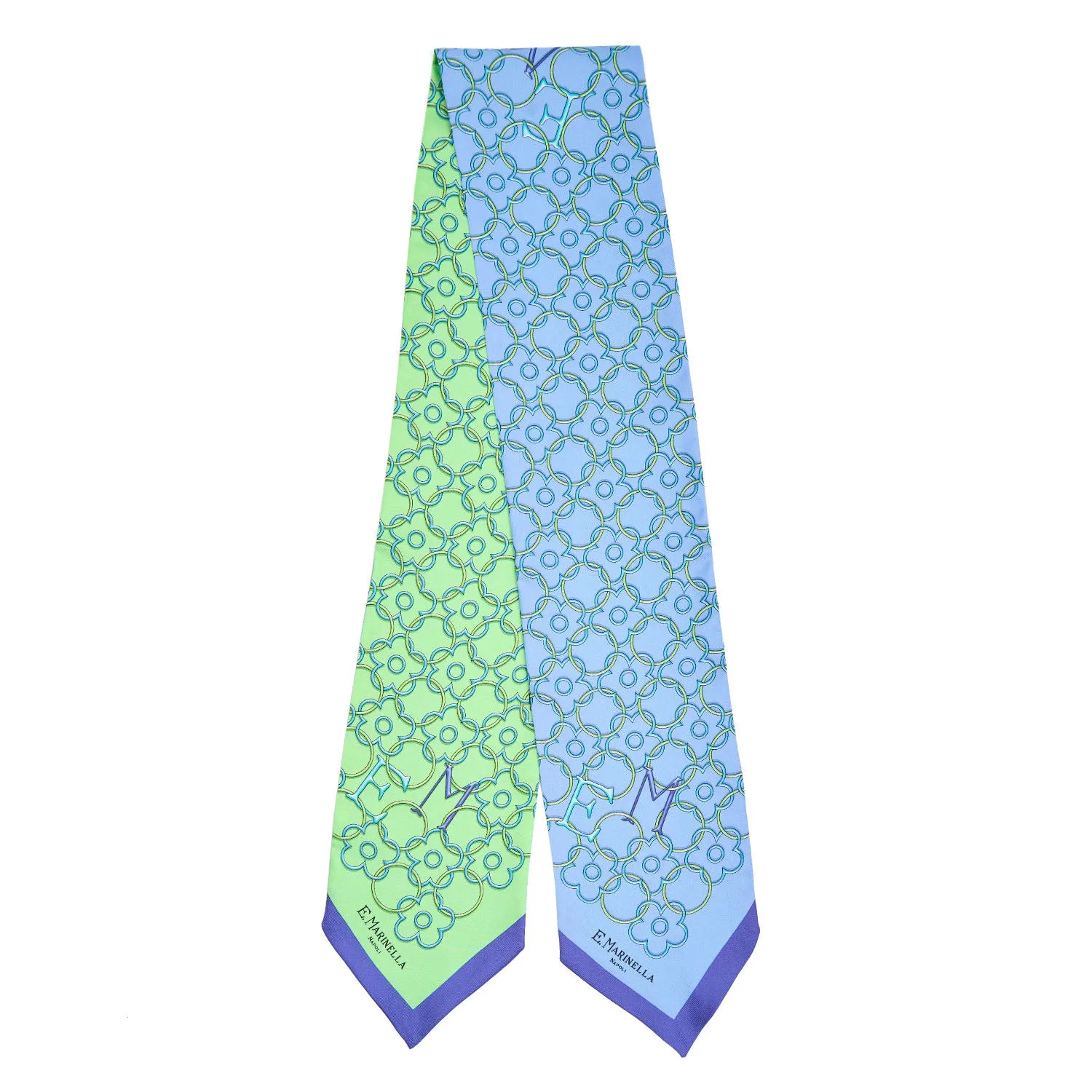 LIGHT BLUE AND GREEN SILK BANDEAU