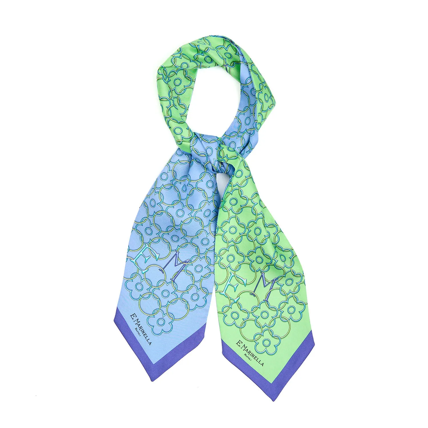 LIGHT BLUE AND GREEN SILK BANDEAU