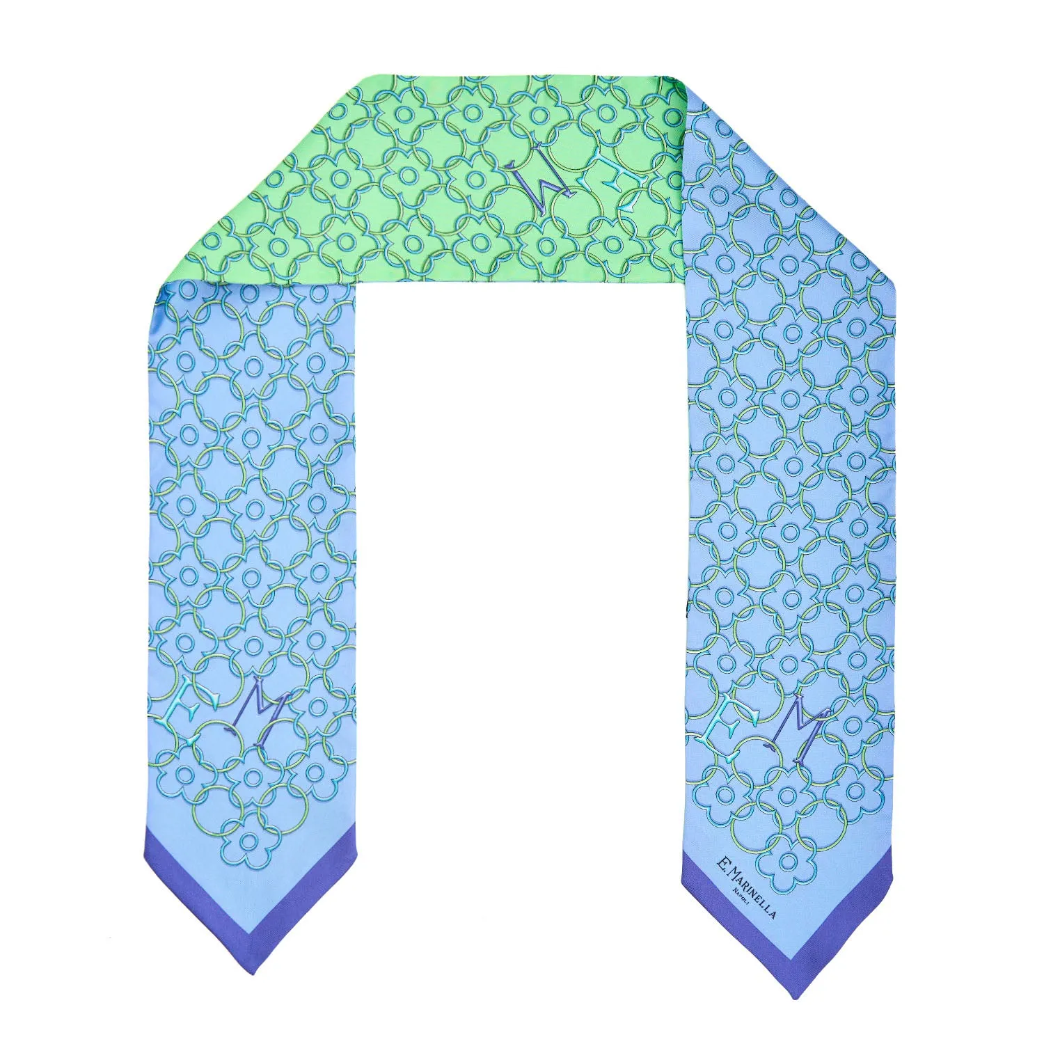 LIGHT BLUE AND GREEN SILK BANDEAU