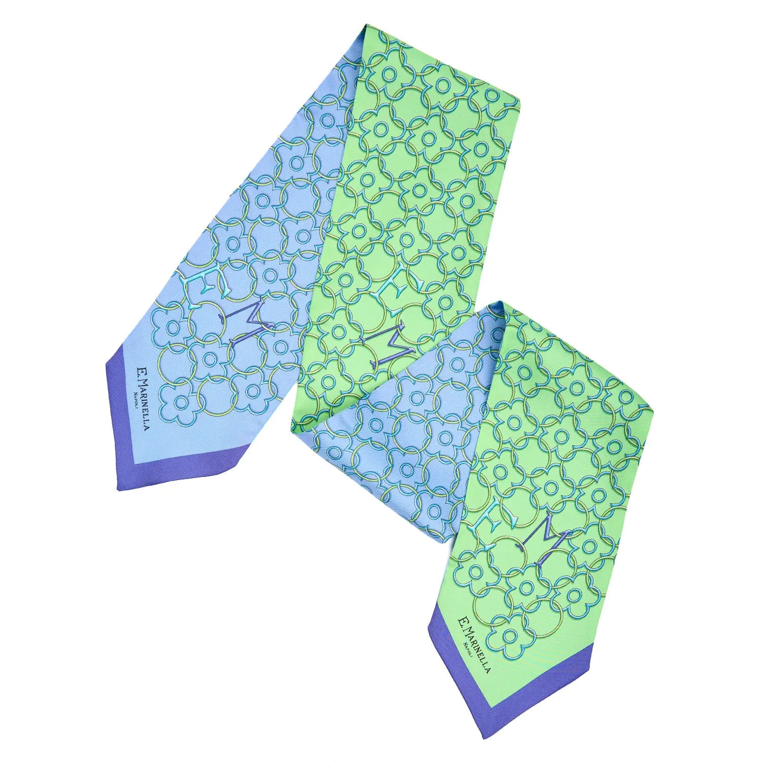 LIGHT BLUE AND GREEN SILK BANDEAU