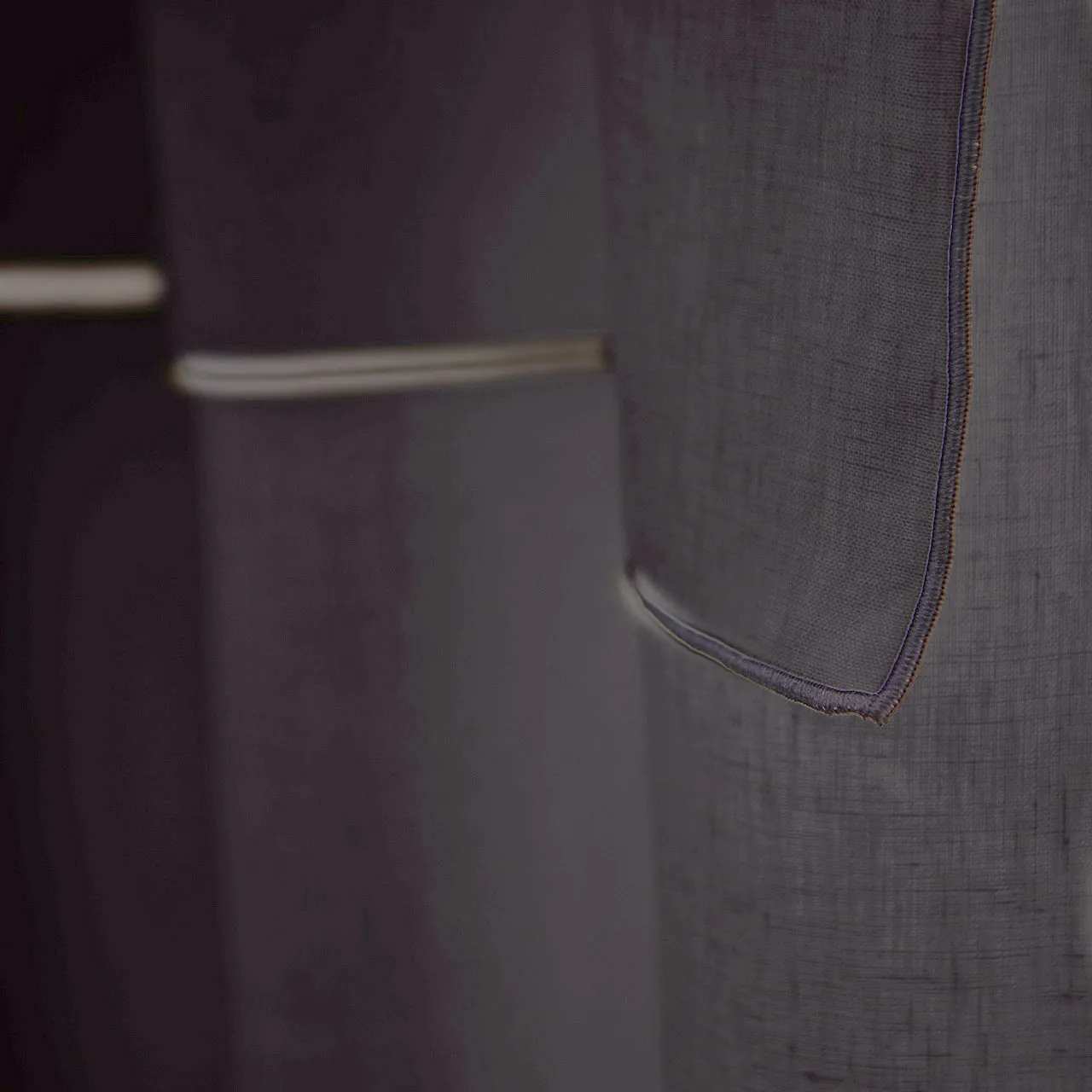 Linen Curtain panel with bourdon edge - Jet-Black