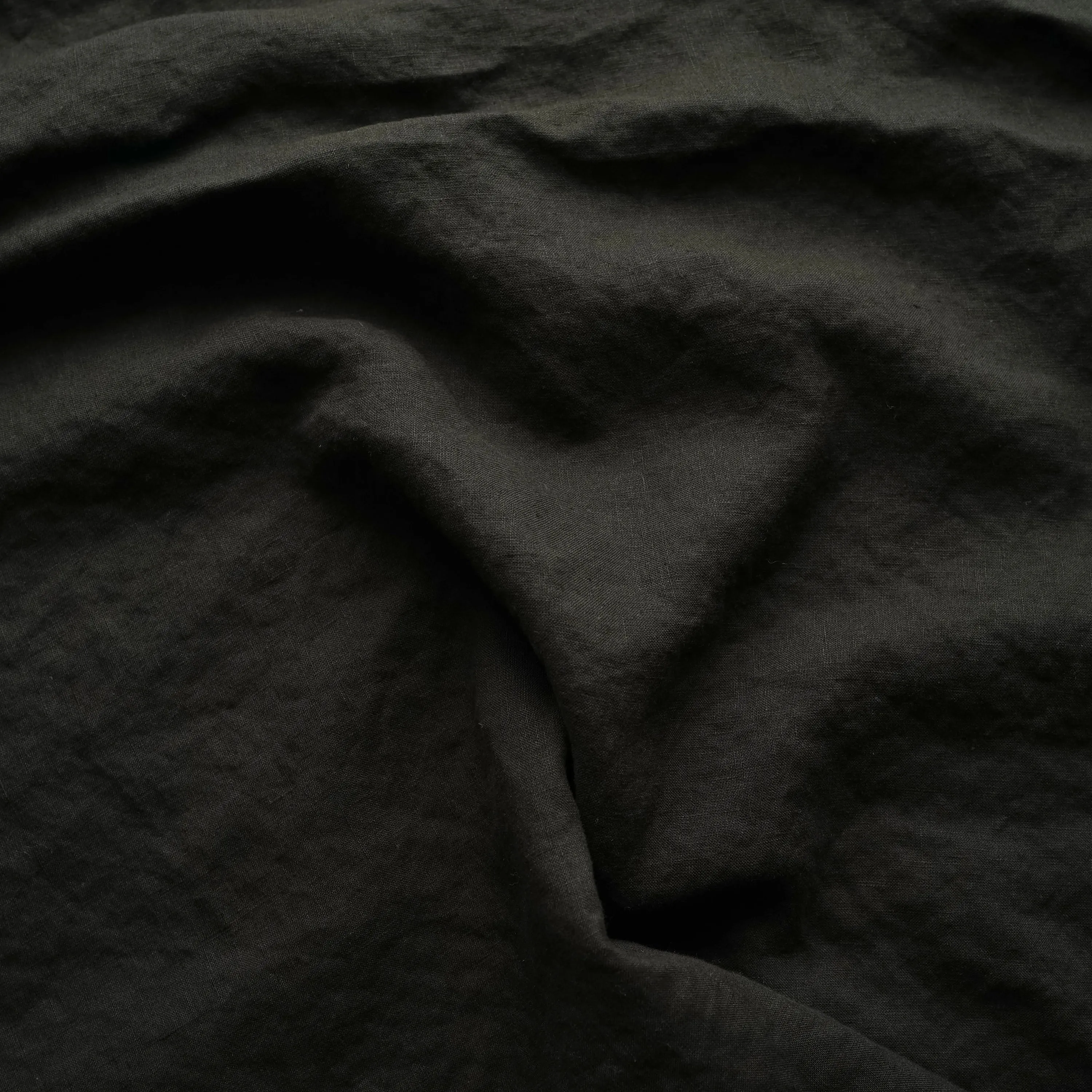 Linen Curtain panel with bourdon edge - Jet-Black