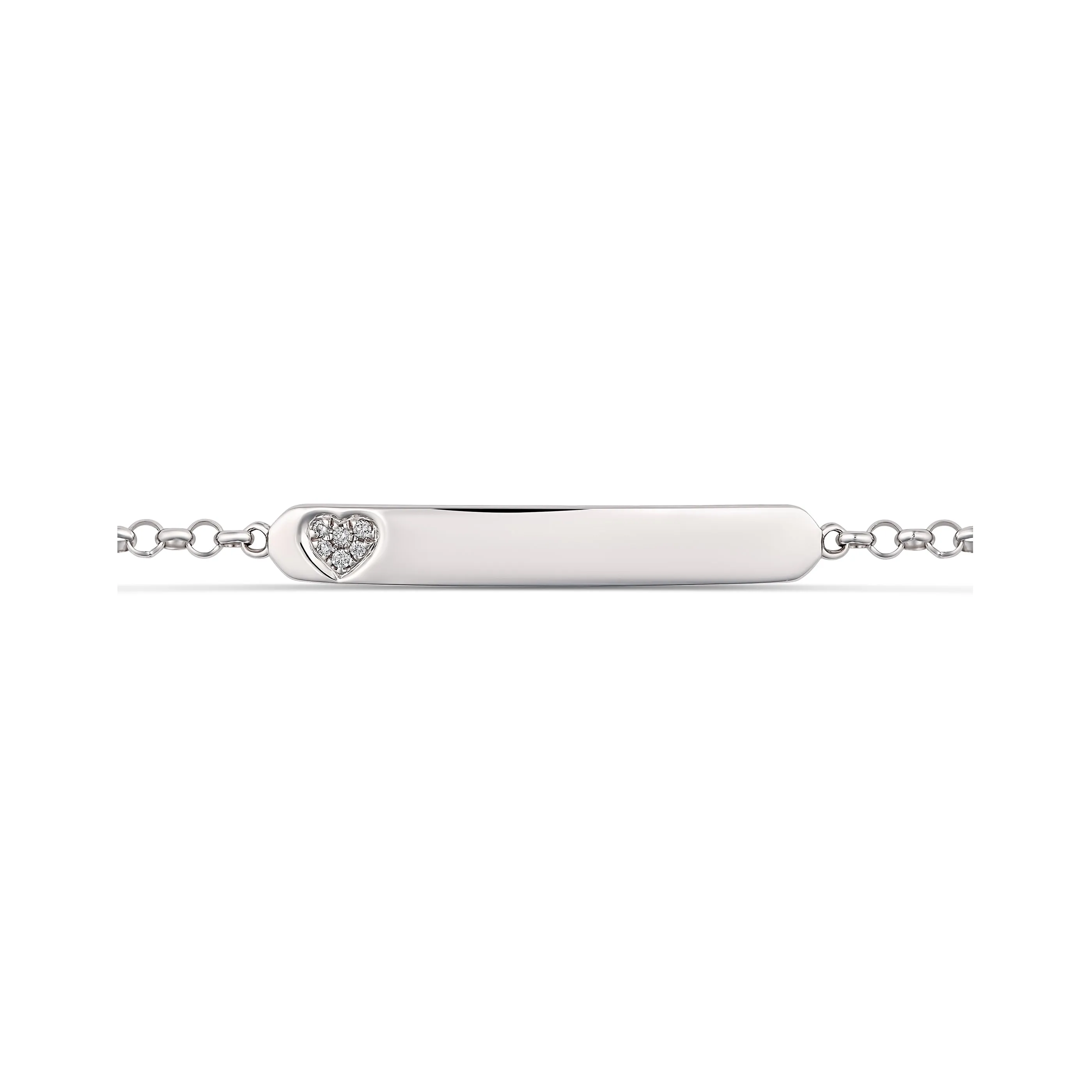 Little Rocks® Collection ID Bar Heart Shaped Diamond Bracelet | 18K White Gold
