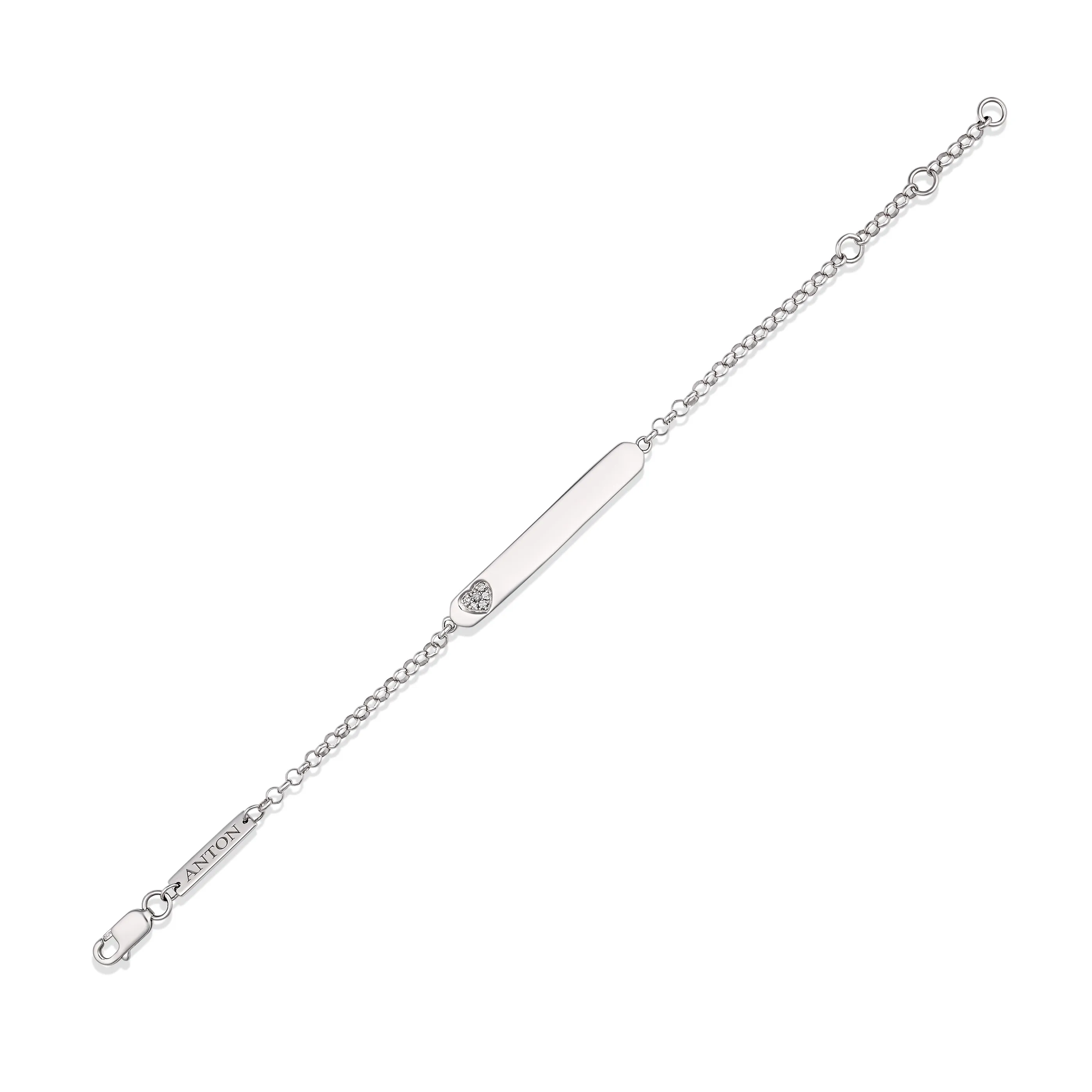 Little Rocks® Collection ID Bar Heart Shaped Diamond Bracelet | 18K White Gold