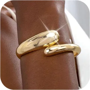 Long tiantian Gold Bracelets for Women, Gold Bangles for Women Chunky Bangle Bracelets for Women Bracelets Stack Tarnish Free Gold Jewelry Set of 3 for Women Accessories for Her Gifts