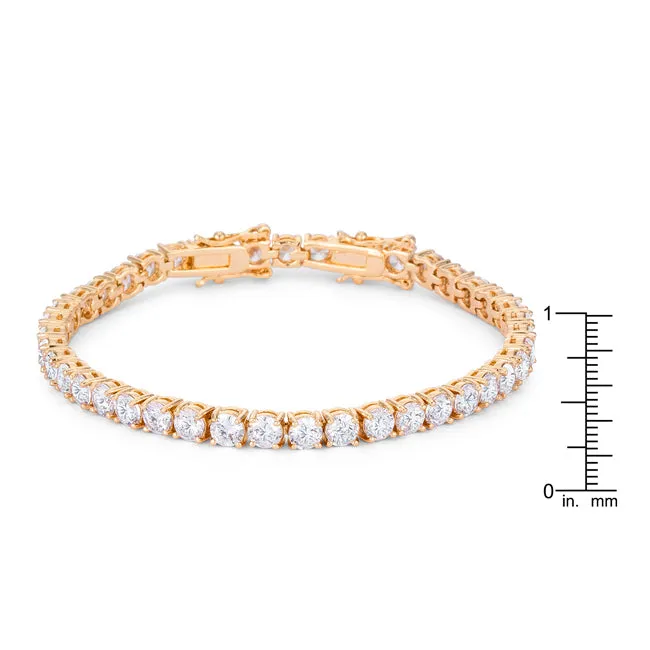 LOVCIA Gold Plated Tennis Bracelet with 17.6 Carat Sparkling CZ Stones