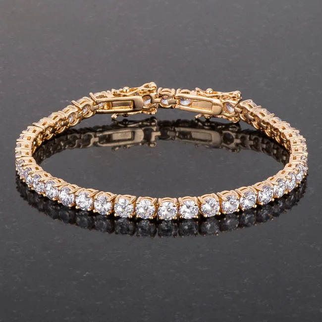 LOVCIA Gold Plated Tennis Bracelet with 17.6 Carat Sparkling CZ Stones
