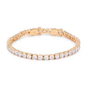 LOVCIA Gold Plated Tennis Bracelet with 17.6 Carat Sparkling CZ Stones