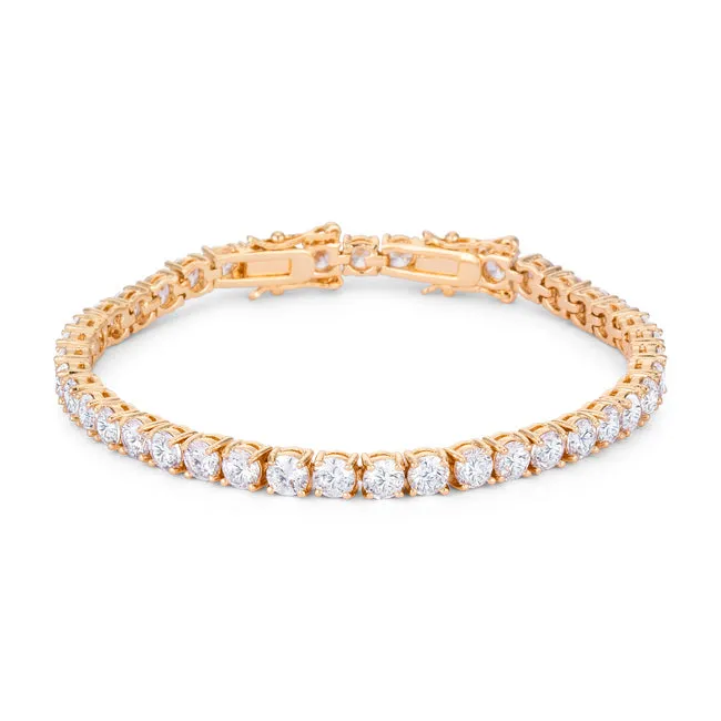 LOVCIA Gold Plated Tennis Bracelet with 17.6 Carat Sparkling CZ Stones