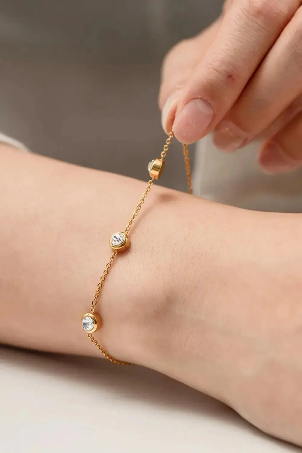 LOVCIA Inlaid Zircon Stainless Steel Bracelet