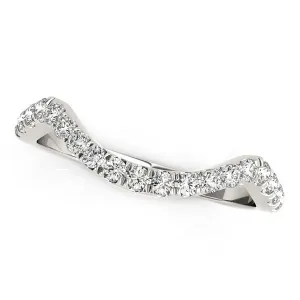 LOVCIA Luxury 14k White Gold Modern Curved Pave Diamond Wedding Ring (0.18 cttw)