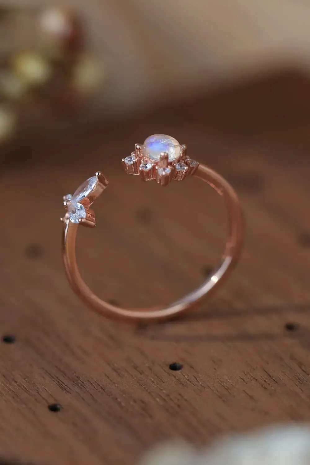 LOVCIA Moonstone 18K Rose Gold-Plated Open Ring