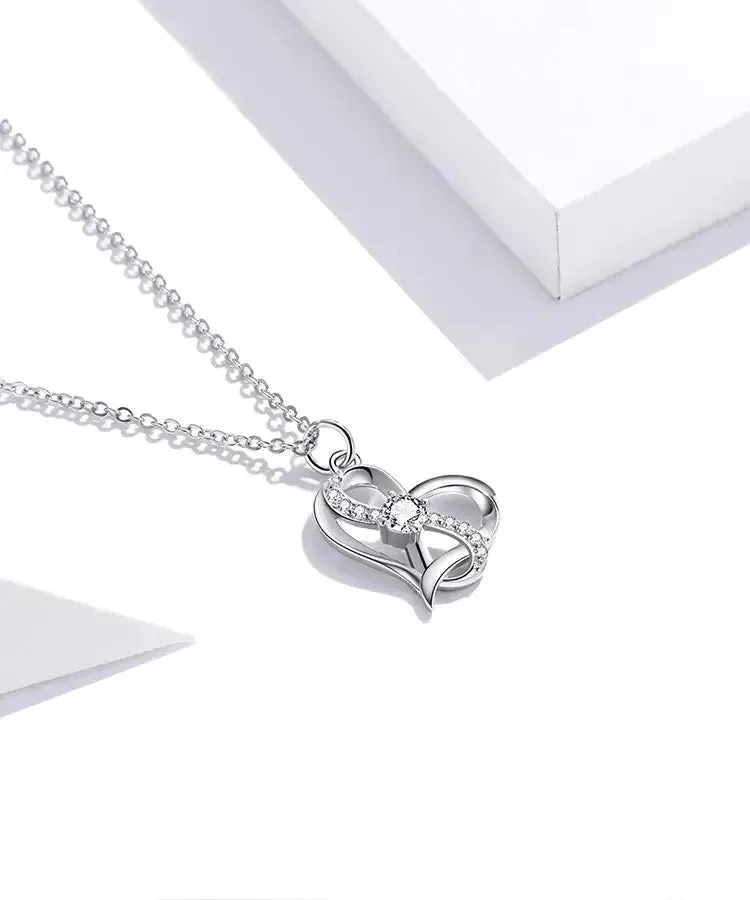LOVCIA Sparkling Heartbeat Hollow Inlaid Zircon Sterling Silver Necklace for Women