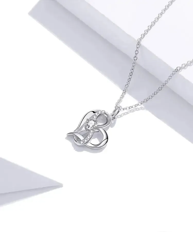LOVCIA Sparkling Heartbeat Hollow Inlaid Zircon Sterling Silver Necklace for Women