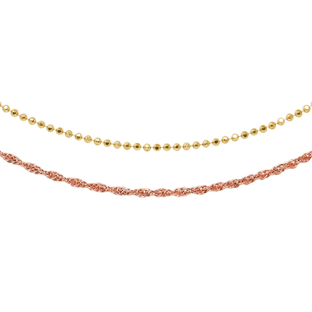Lovely Layers Gold Bead & Rose Rope Necklaces