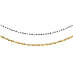 Lovely Layers Silver Bead & Gold Rope Necklaces