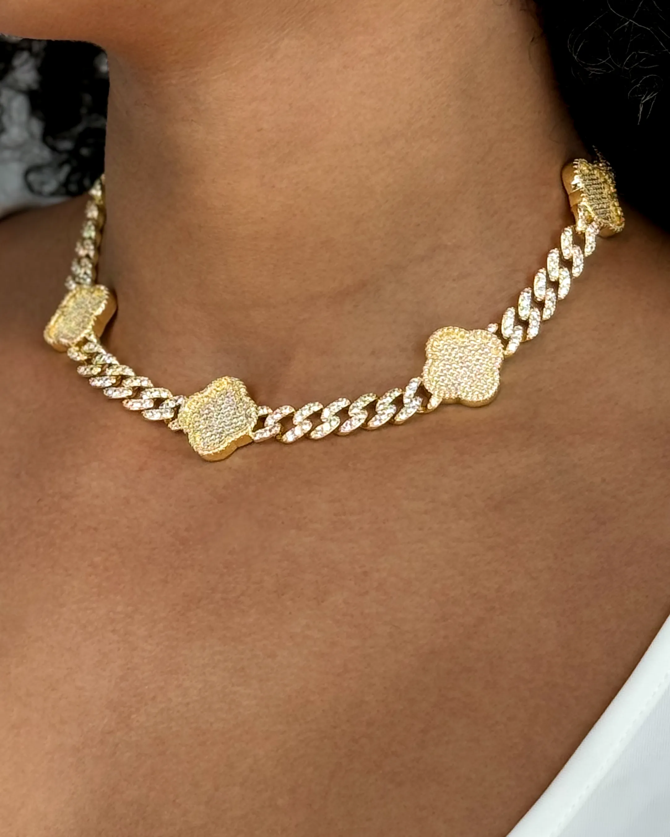 Lucky Clover Cuban Link Necklace