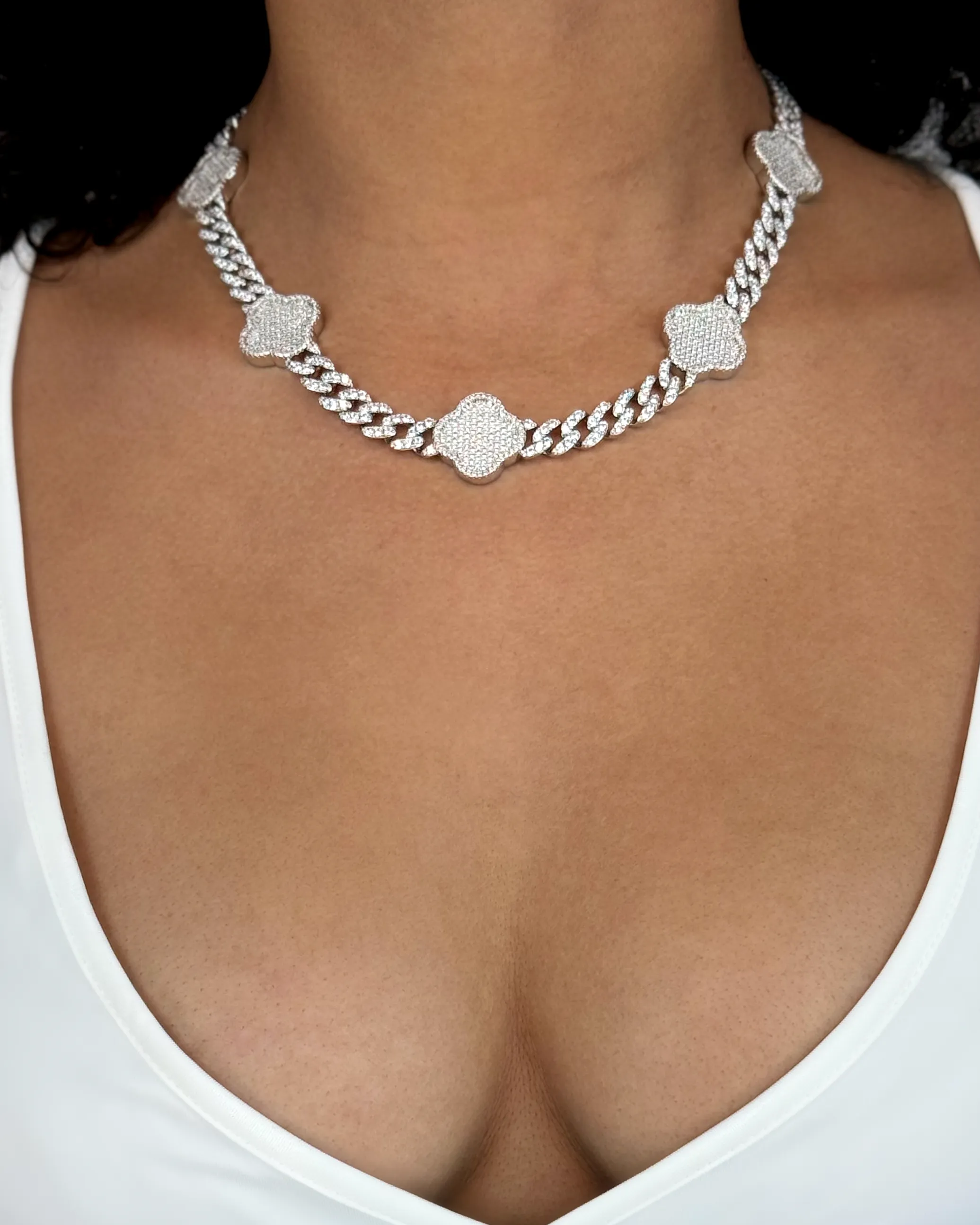 Lucky Clover Cuban Link Necklace