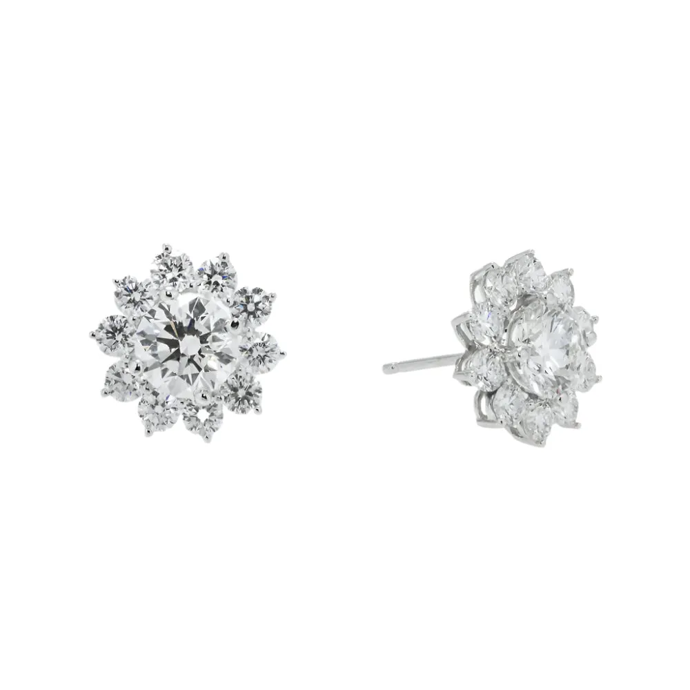 Lux 4 Carats Sun Lab Grown Round Diamond Stud Earrings in 18K White Gold IGI
