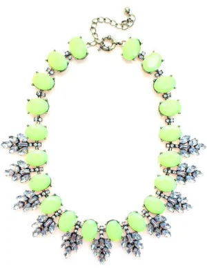 Luxe Neon Leaves Frosting Statement Necklace