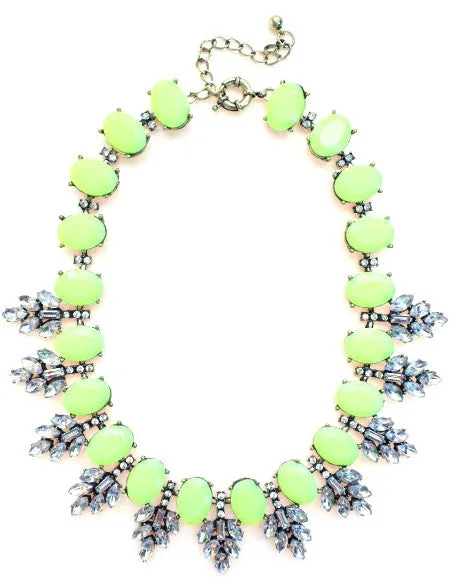 Luxe Neon Leaves Frosting Statement Necklace