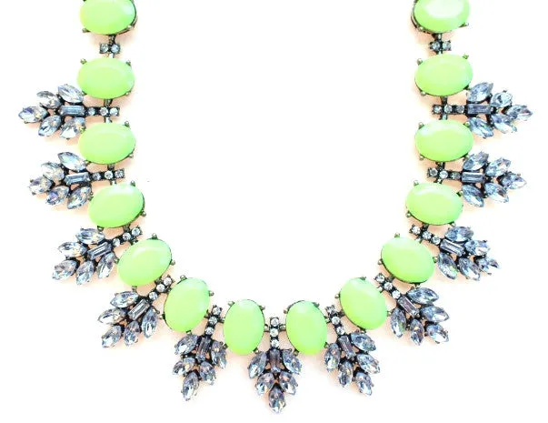 Luxe Neon Leaves Frosting Statement Necklace