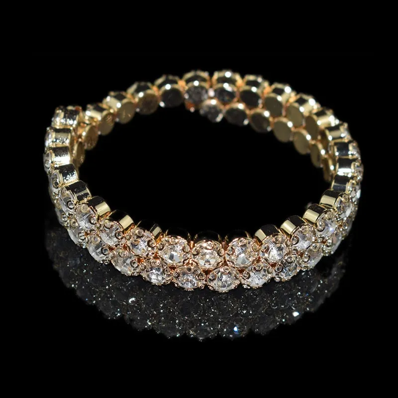 luxurious Multiple Rows Crystal Adjustable Bracelet Bangle Wedding Bracelets Jewelry