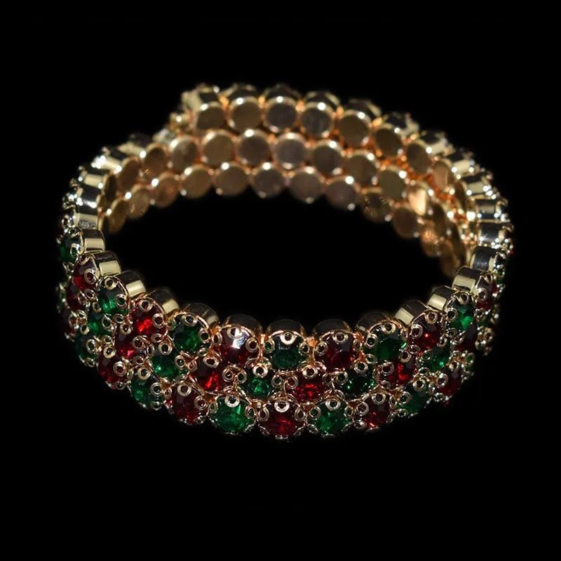 luxurious Multiple Rows Crystal Adjustable Bracelet Bangle Wedding Bracelets Jewelry
