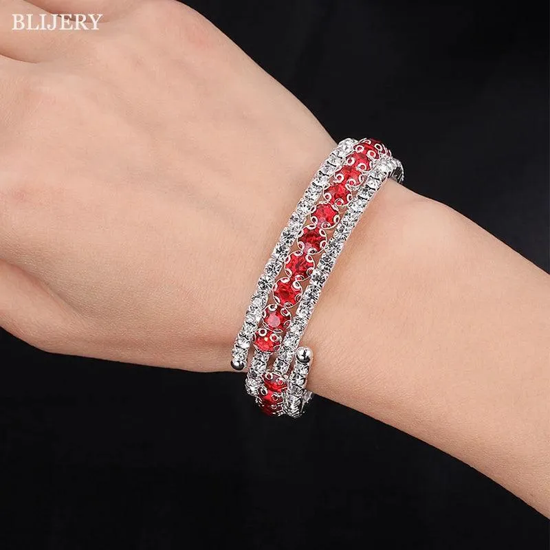 Luxury Crystal Silver Plated Rhinestone Charm Bracelets & Bangles For Women Fashion Jewellery Gifts