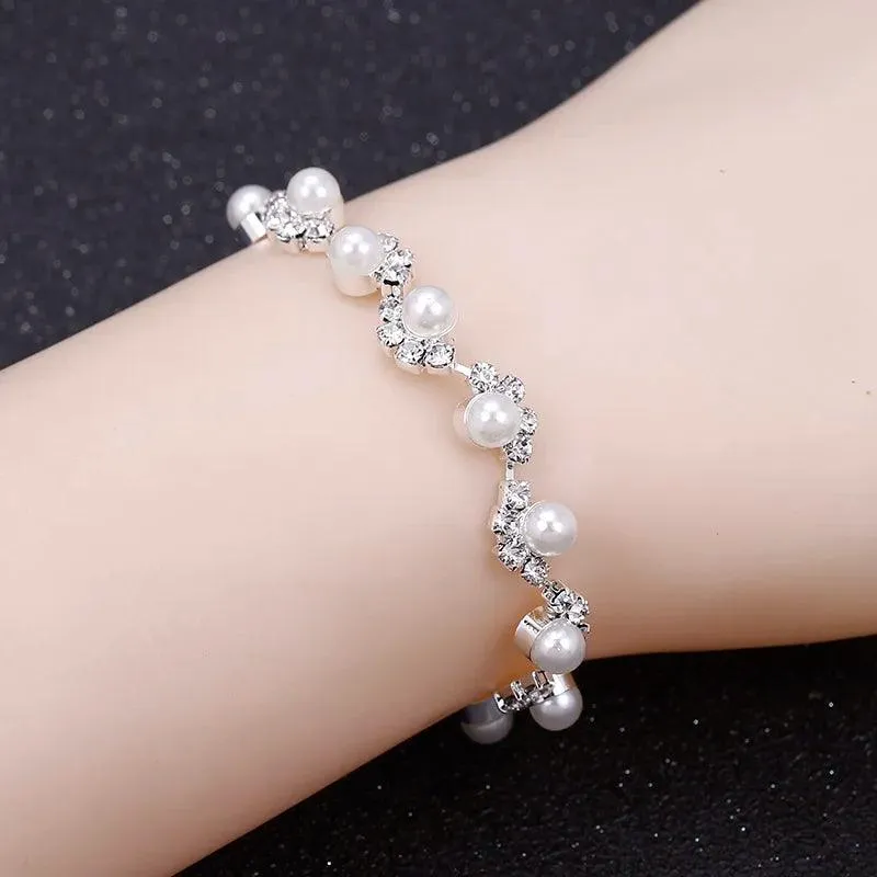 Luxury Crystal Silver Plated Rhinestone Charm Bracelets & Bangles For Women Fashion Jewellery Gifts
