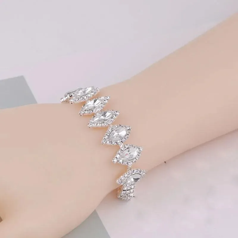 Luxury Crystal Silver Plated Rhinestone Charm Bracelets & Bangles For Women Fashion Jewellery Gifts