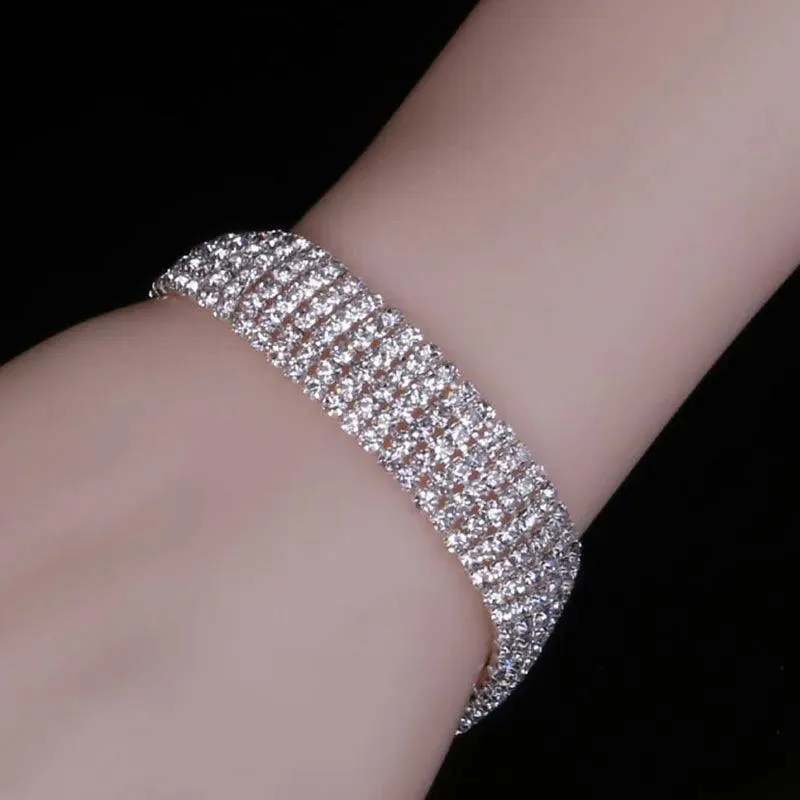 Luxury Crystal Silver Plated Rhinestone Charm Bracelets & Bangles For Women Fashion Jewellery Gifts