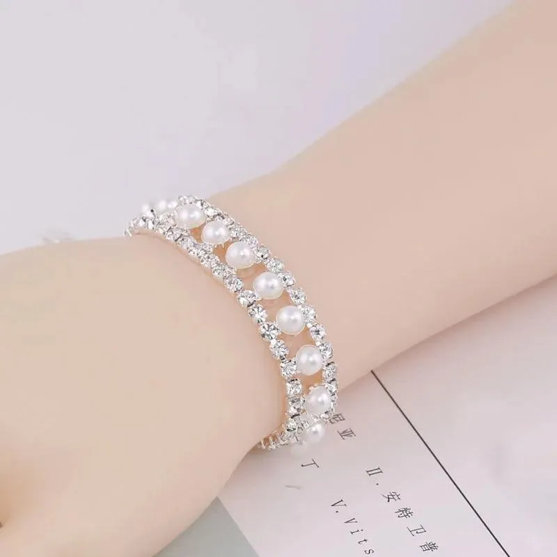 Luxury Crystal Silver Plated Rhinestone Charm Bracelets & Bangles For Women Fashion Jewellery Gifts