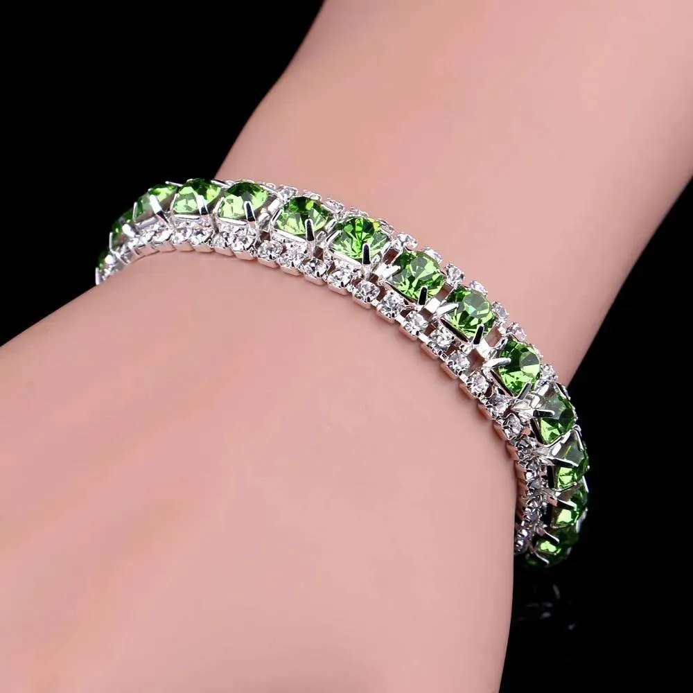 Luxury Crystal Silver Plated Rhinestone Charm Bracelets & Bangles For Women Fashion Jewellery Gifts