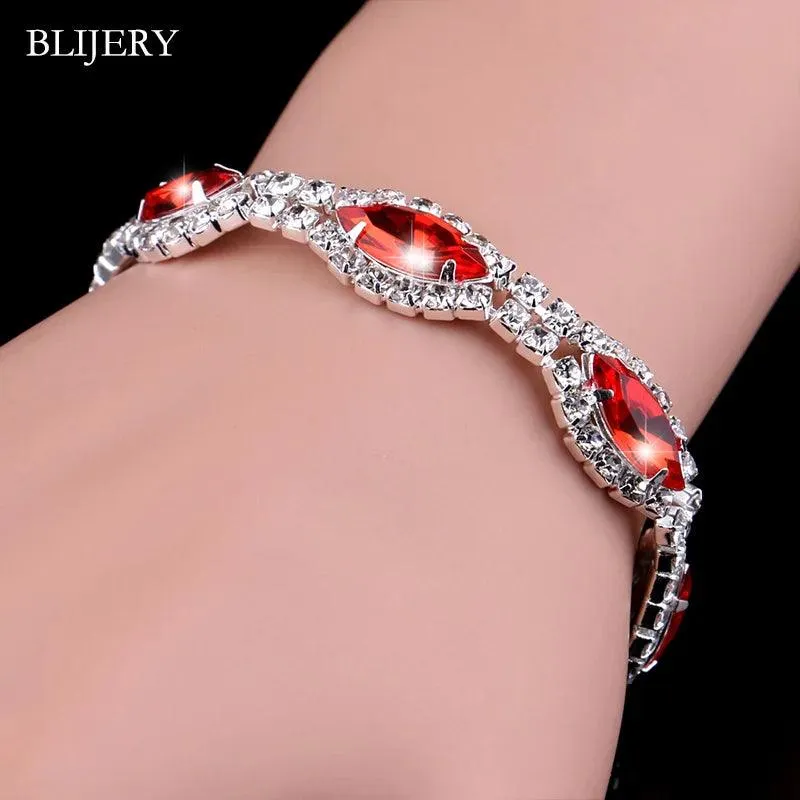 Luxury Crystal Silver Plated Rhinestone Charm Bracelets & Bangles For Women Fashion Jewellery Gifts