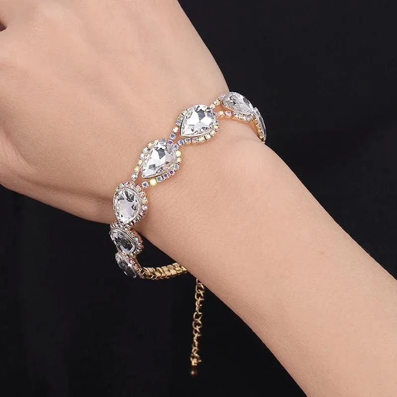 Luxury Crystal Silver Plated Rhinestone Charm Bracelets & Bangles For Women Fashion Jewellery Gifts
