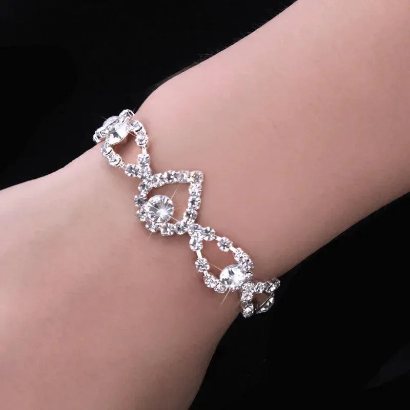 Luxury Crystal Silver Plated Rhinestone Charm Bracelets & Bangles For Women Fashion Jewellery Gifts